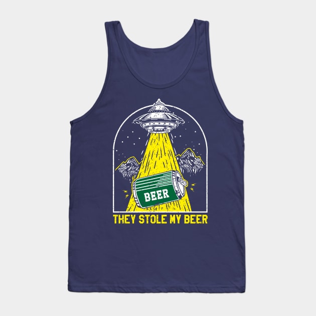 Aliens Stole my Beer Tank Top by G! Zone